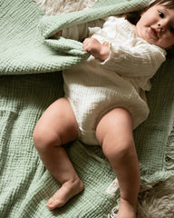 Little Fishies Gauze Receiving Blanket - Sage