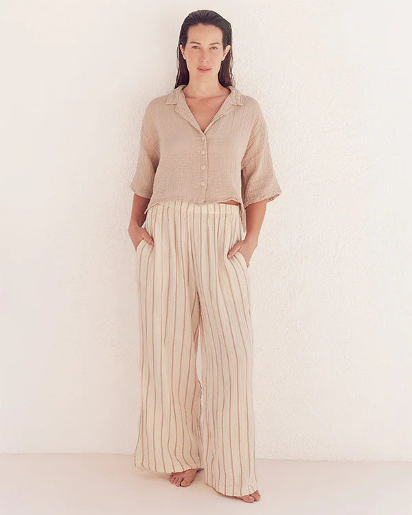 Sagar Gauze Crop Shirt - Pant Set